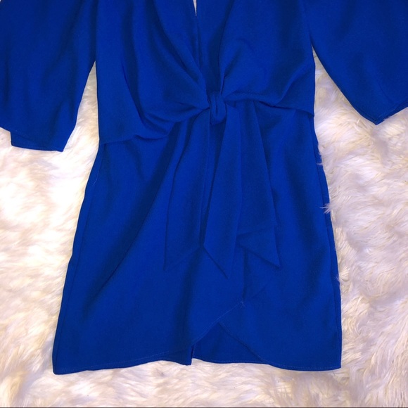 TopShop Tie Front Mini Dress {Royal blue} - Picture 4 of 8